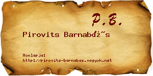 Pirovits Barnabás névjegykártya